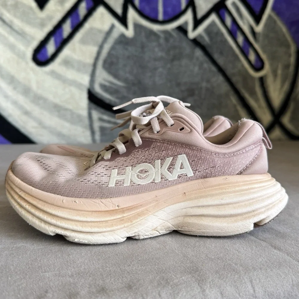 Size 5.5 - HOKA Bondi 8 Running Shoe (Women) PALE MAUVE / PEACH WHIP